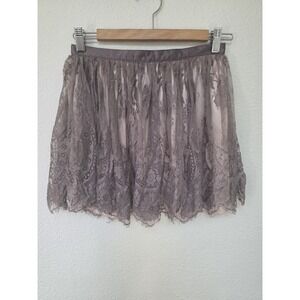 Divided H&M Size 6 Grey Lace Satin Mini Skirt Womens Short Princess Coquette